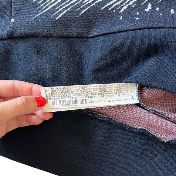 ZARA Men's Ski Sweater Medium Knit Navy Blue Polka Dot Streetwear 4087/401 - Picture 13 of 13